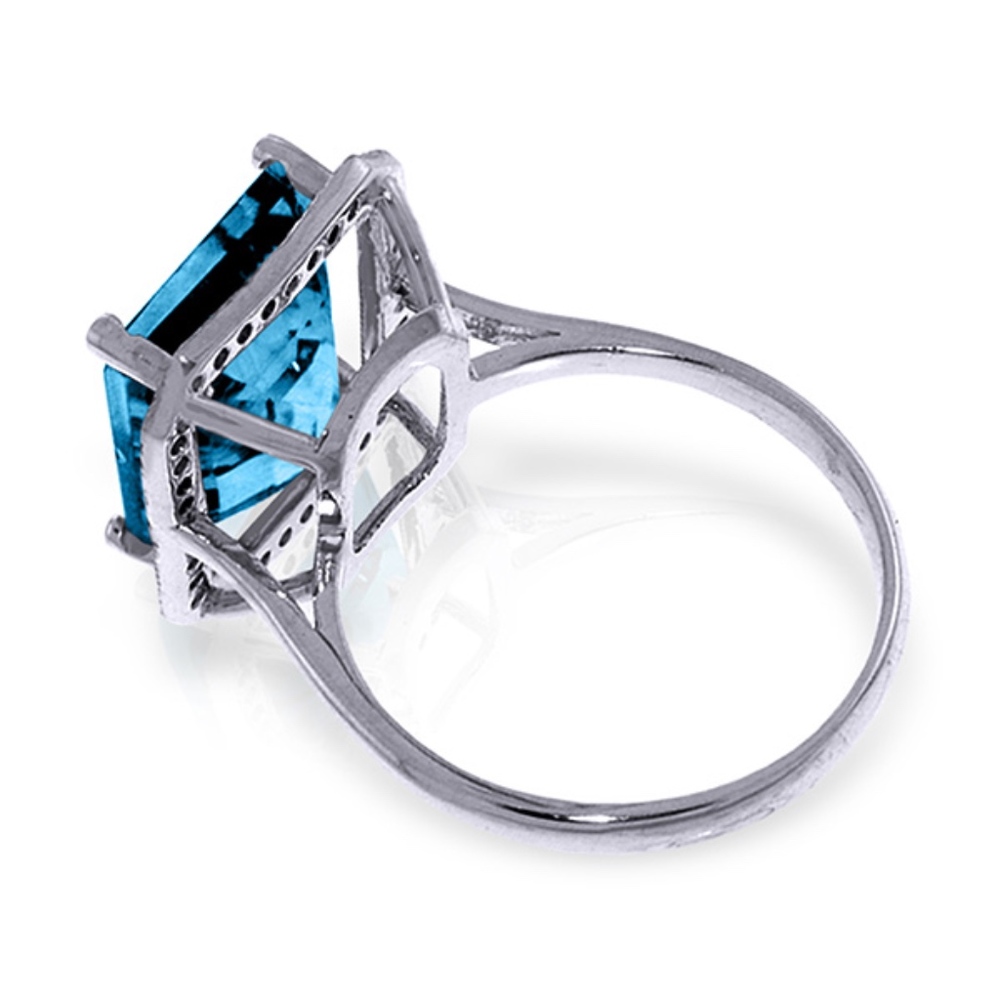 14K. GOLD RING WITH NATURAL DIAMONDS & BLUE TOPAZ - Picture 3 of 6